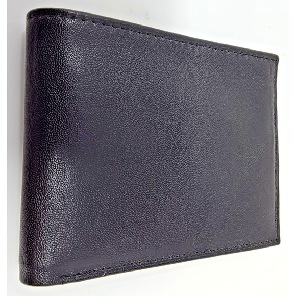 The Unbranded Brand Other - Men's Black Top Grain Leather Bifold Wallet ID Window Credit Card Holder NEW